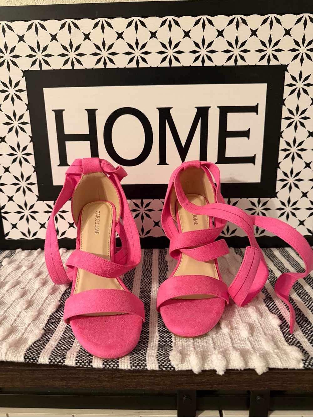 Pink Strappy Lace-Up Women’s Heels